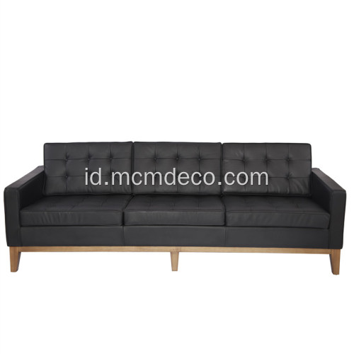 Florence Knoll Leather 3 Seat Sofa Replica